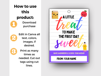 Editable Back To School Tags