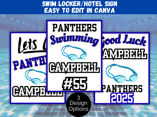 Editable Swimming Locker Sign Template