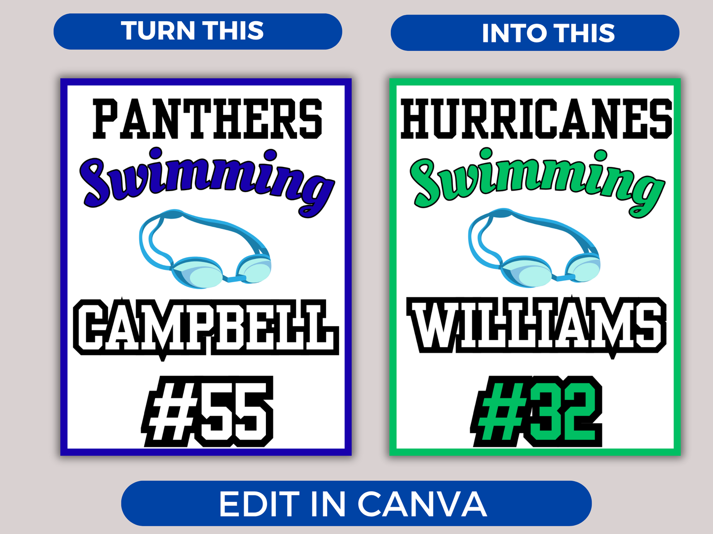 Editable Swimming Locker Sign Template