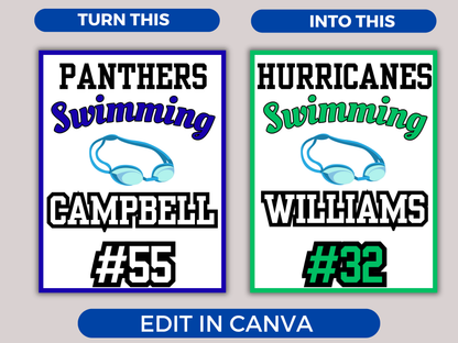 Editable Swimming Locker Sign Template