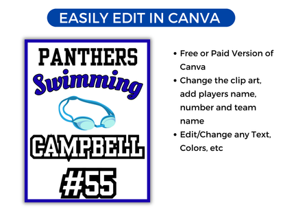 Editable Swimming Locker Sign Template