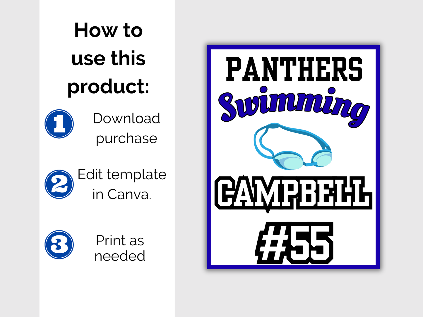 Editable Swimming Locker Sign Template