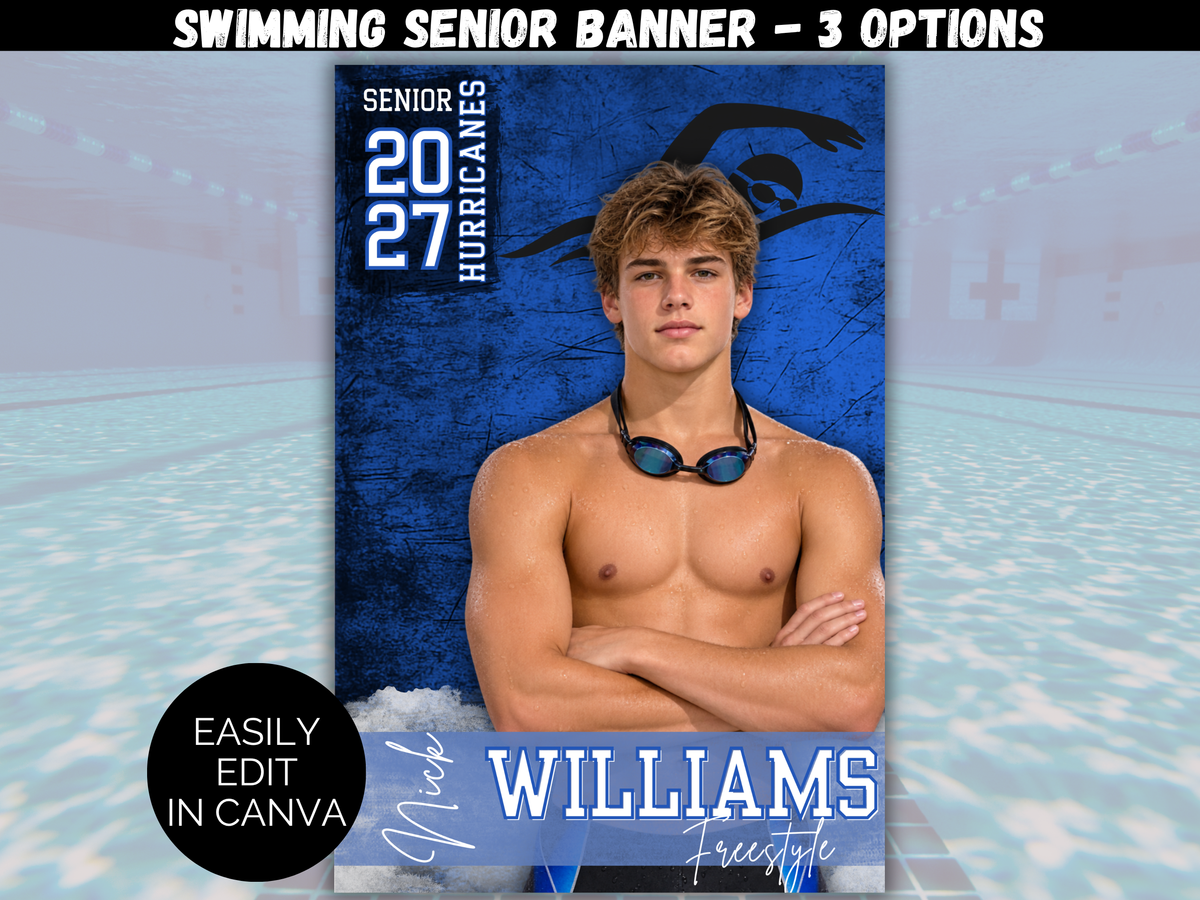 Editable Swimming Senior Banner Template