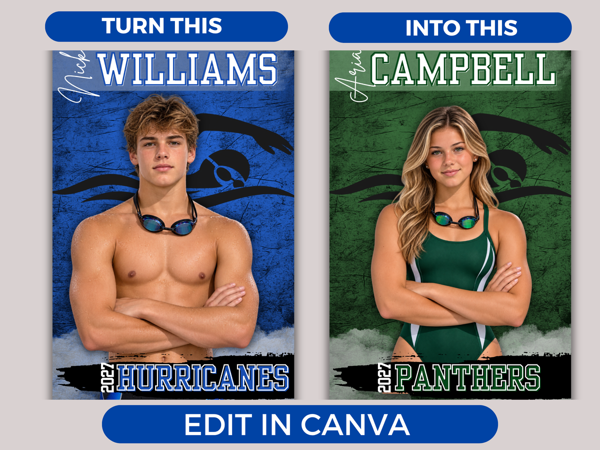 Editable Swimming Senior Banner Template