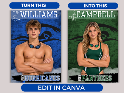 Editable Swimming Senior Banner Template