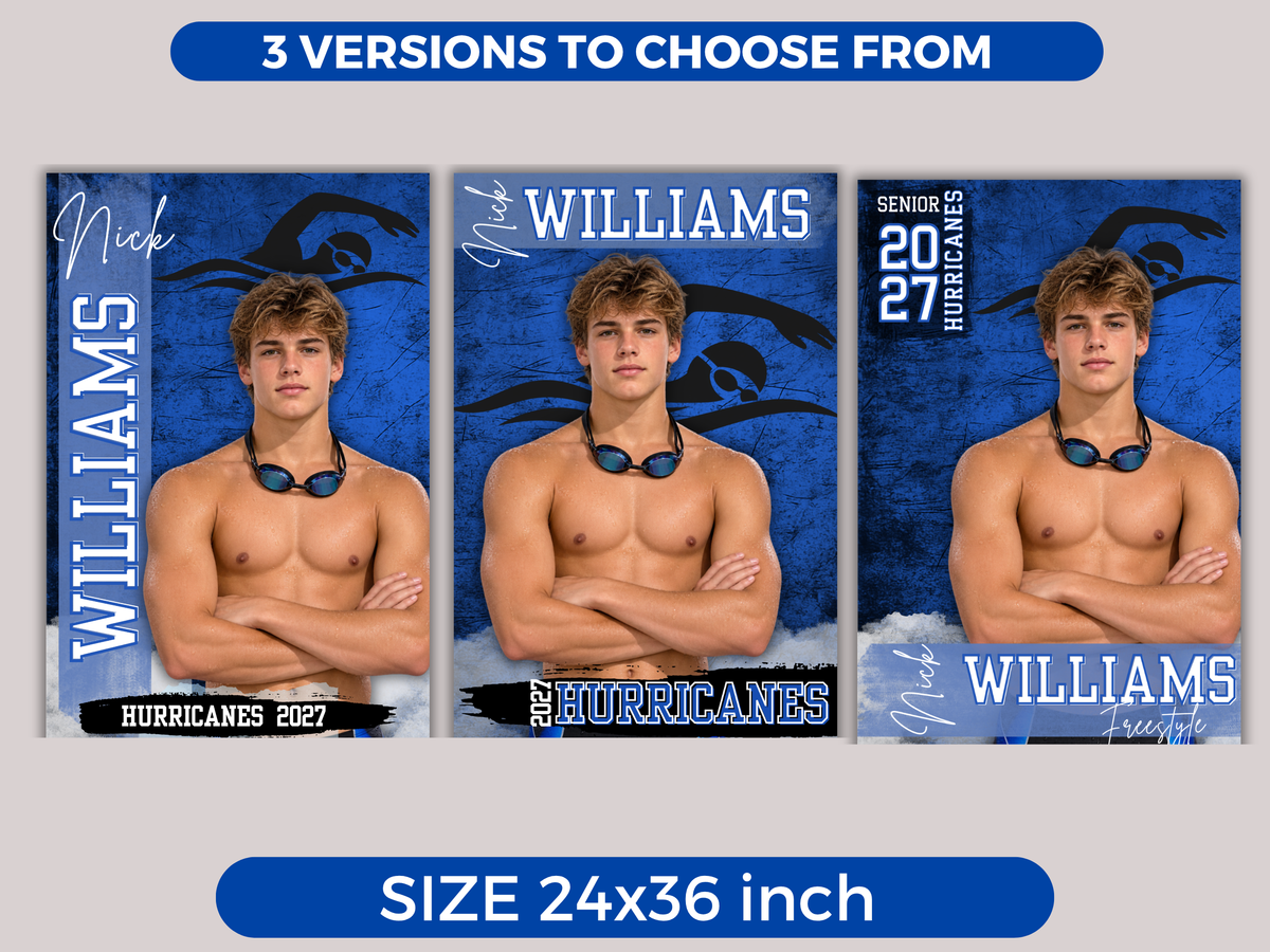 Editable Swimming Senior Banner Template