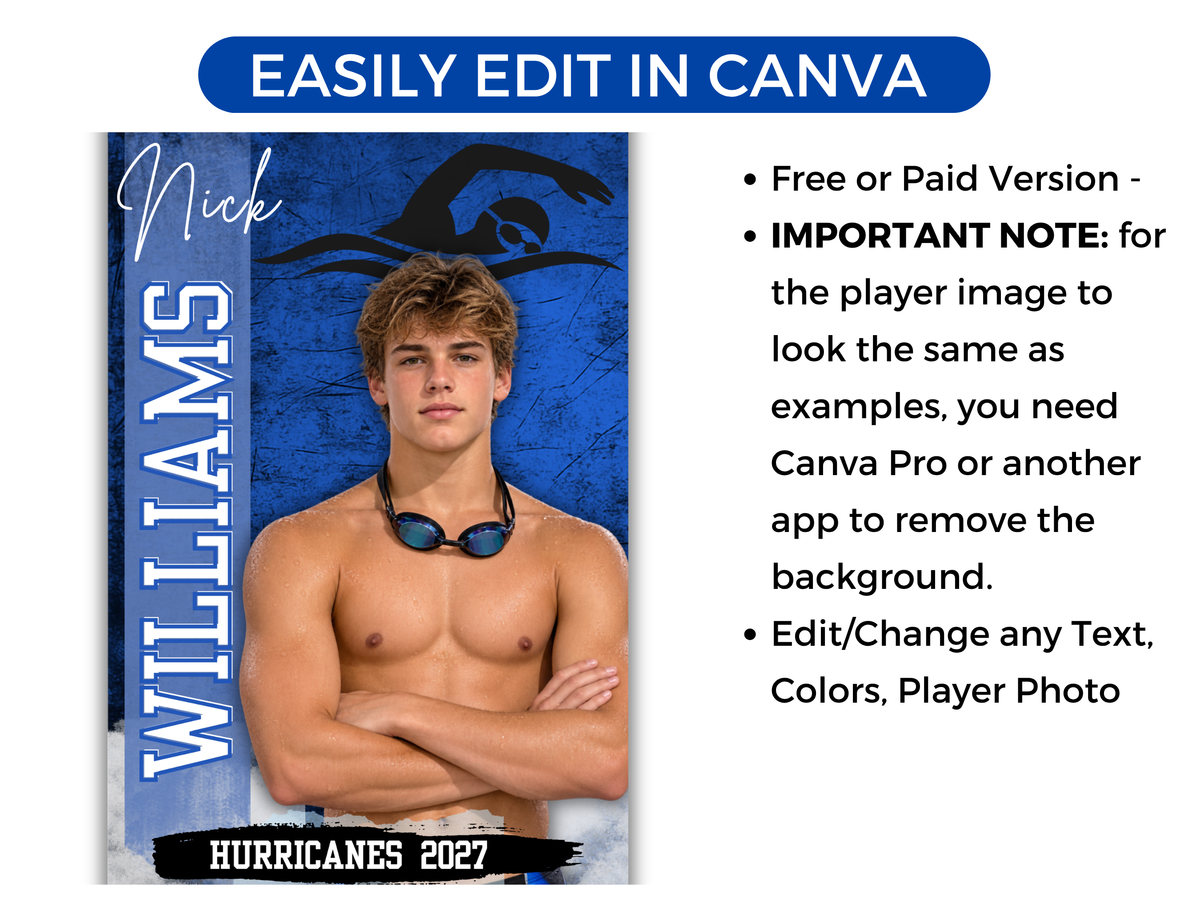 Editable Swimming Senior Banner Template