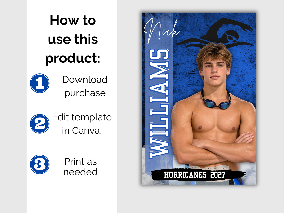 Editable Swimming Senior Banner Template
