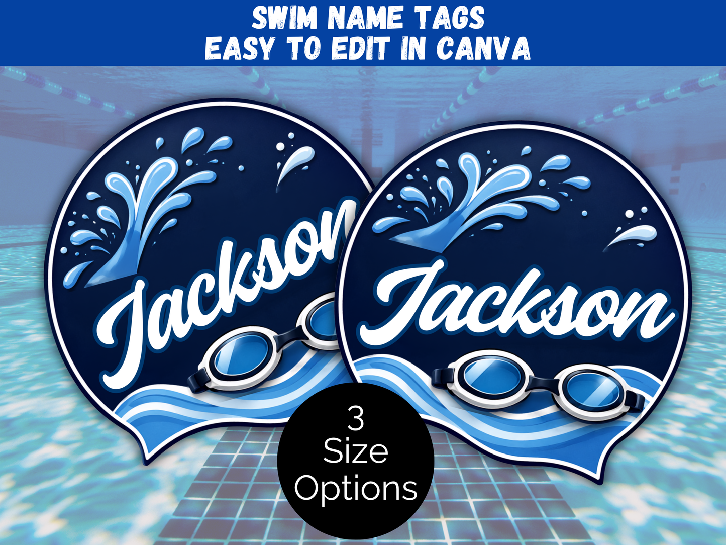 Editable Swimming Name Tags Template
