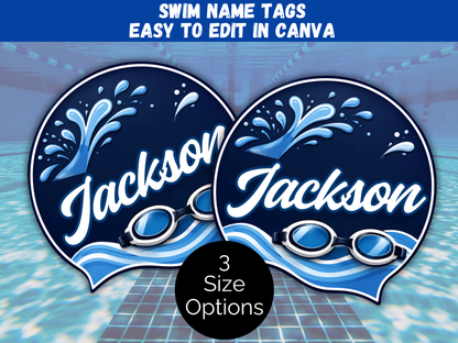 Editable Swimming Name Tags Template
