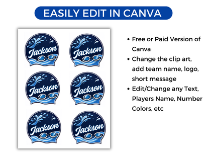 Editable Swimming Name Tags Template