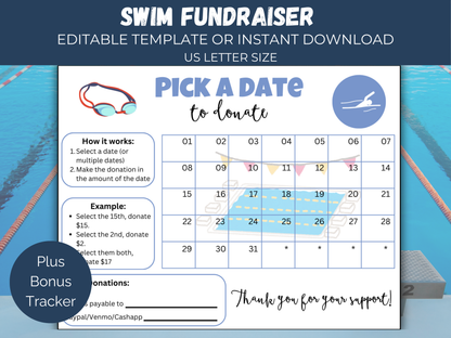 Editable Swim Pick A Date