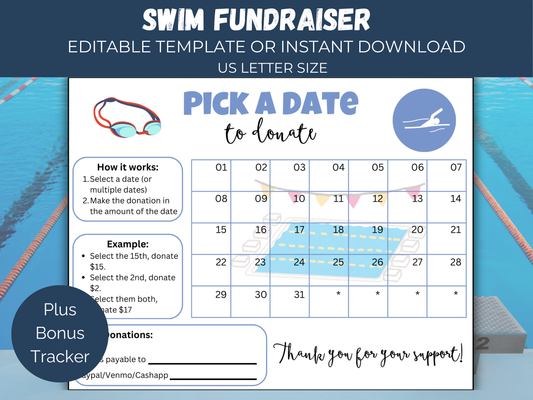 Editable Swim Pick A Date