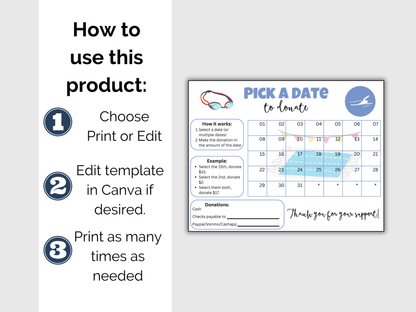 Editable Swim Pick A Date