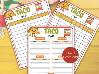 Taco Bar Sign Up Sheet