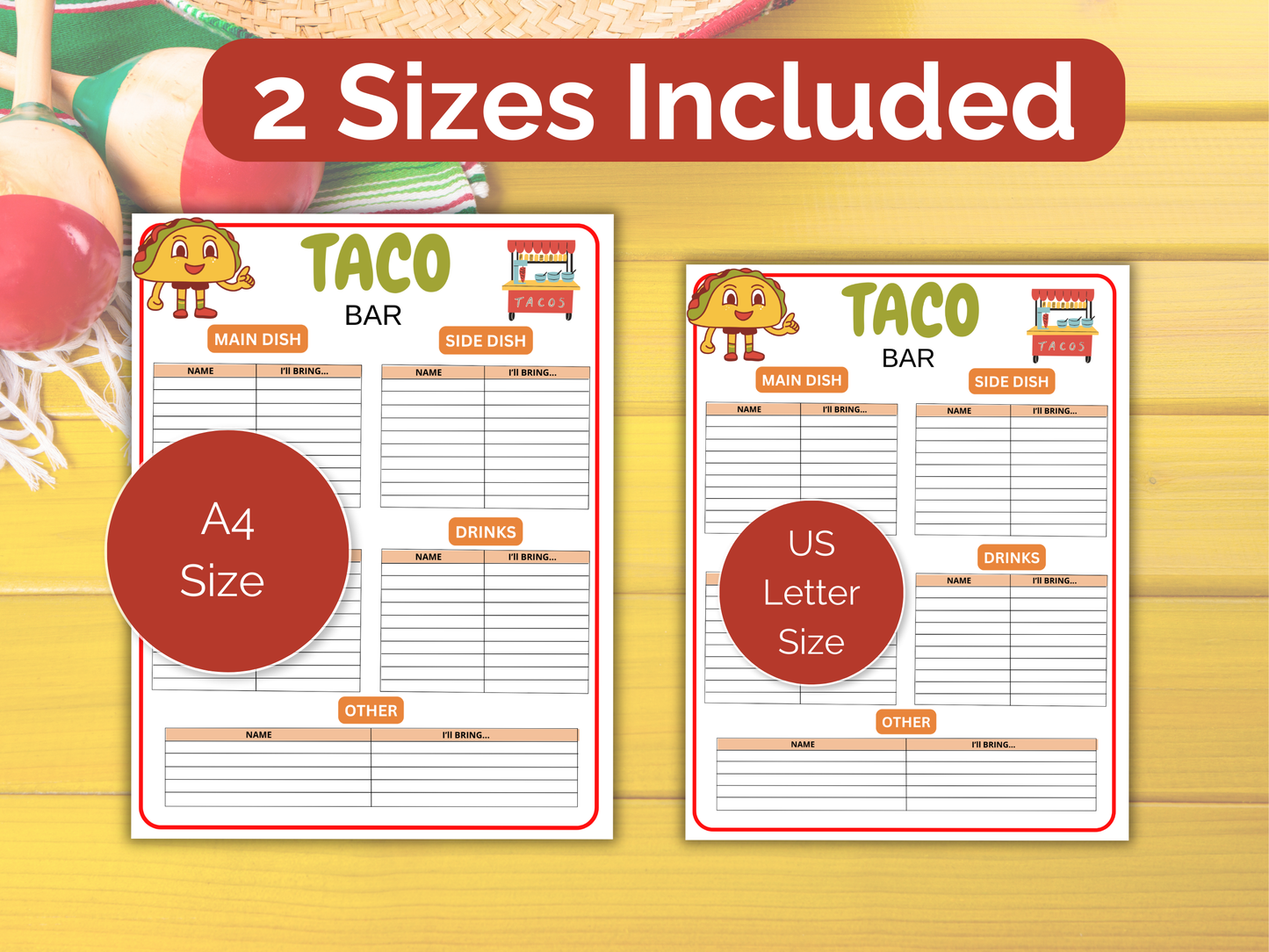 Taco Bar Sign Up Sheet