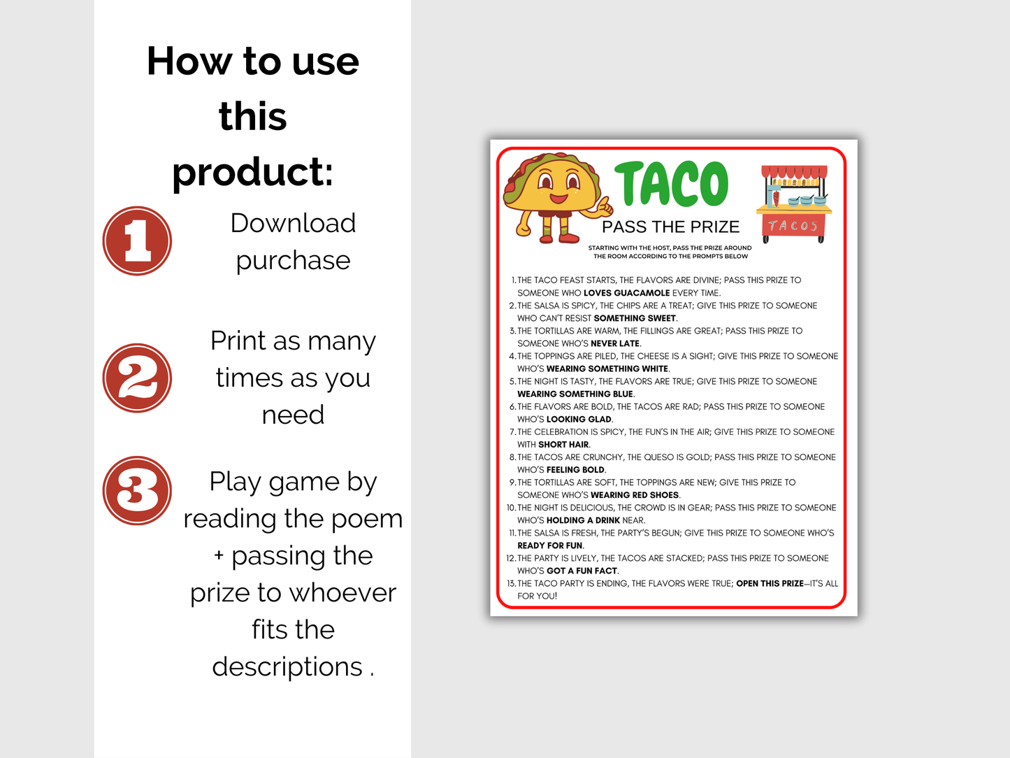 Taco Pass The Prize