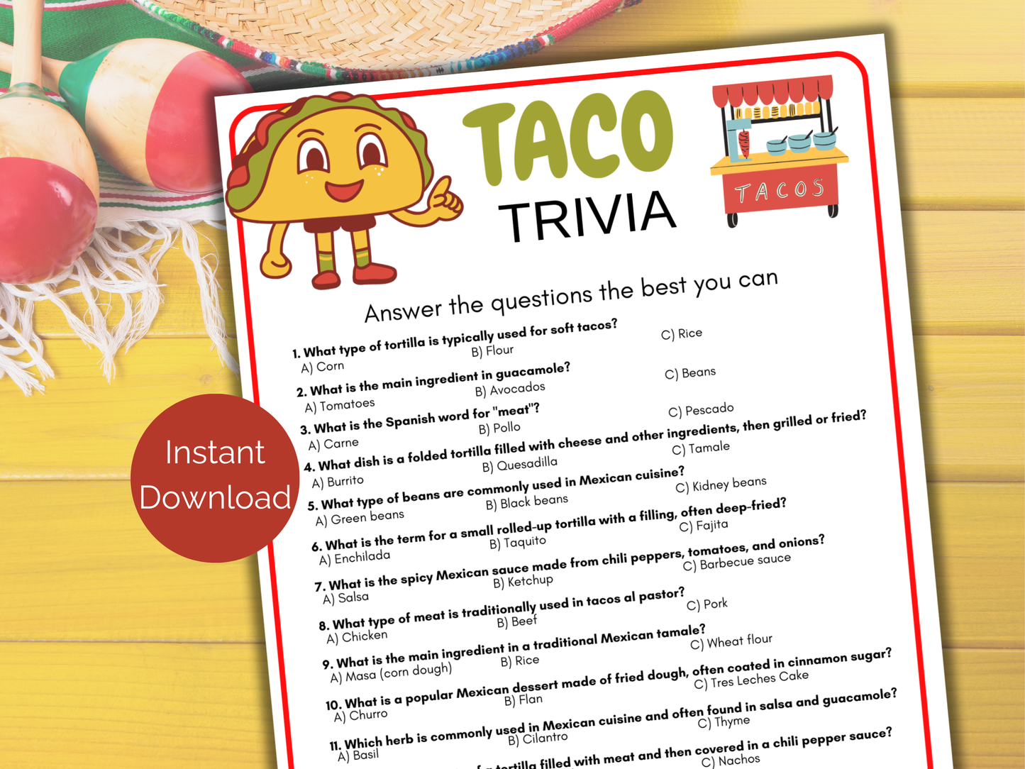 Taco Trivia Game