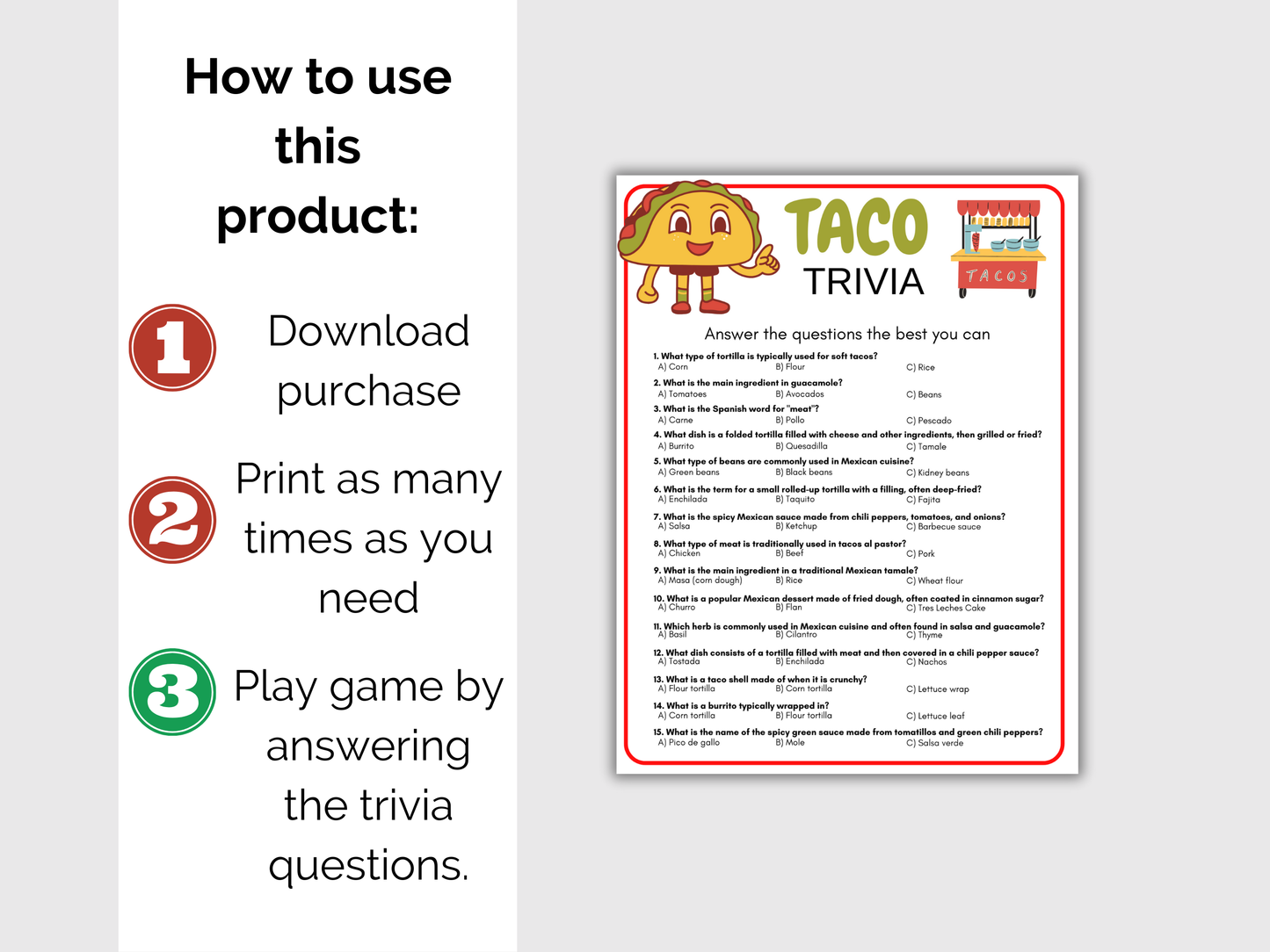 Taco Trivia Game