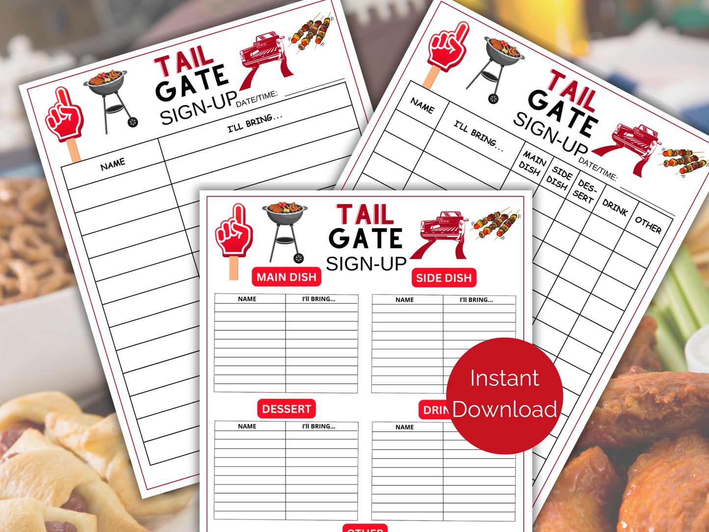 Tailgate Sign Up Sheet