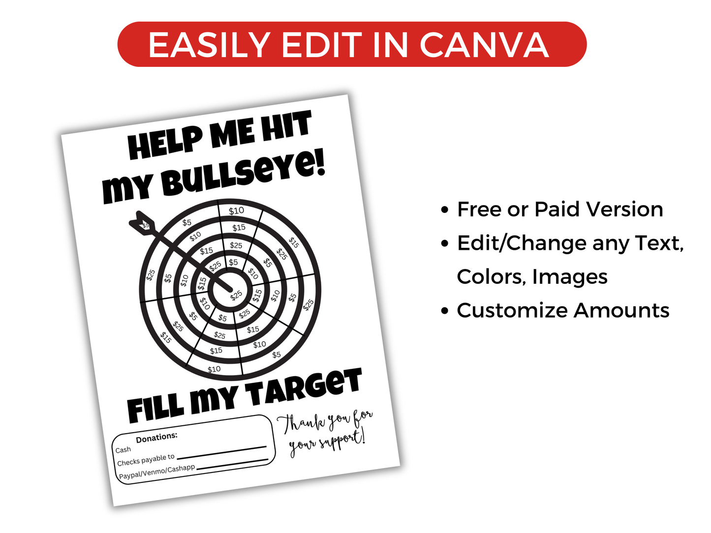 Editable Fill My Target Fundraiser Template