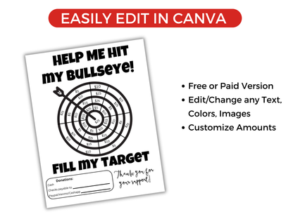 Editable Fill My Target Fundraiser Template