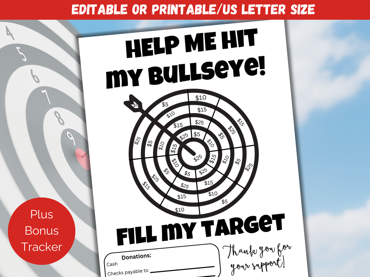 Editable Fill My Target Fundraiser Template