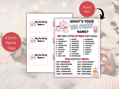 What's Your Tea Party Name Game + Name Tags