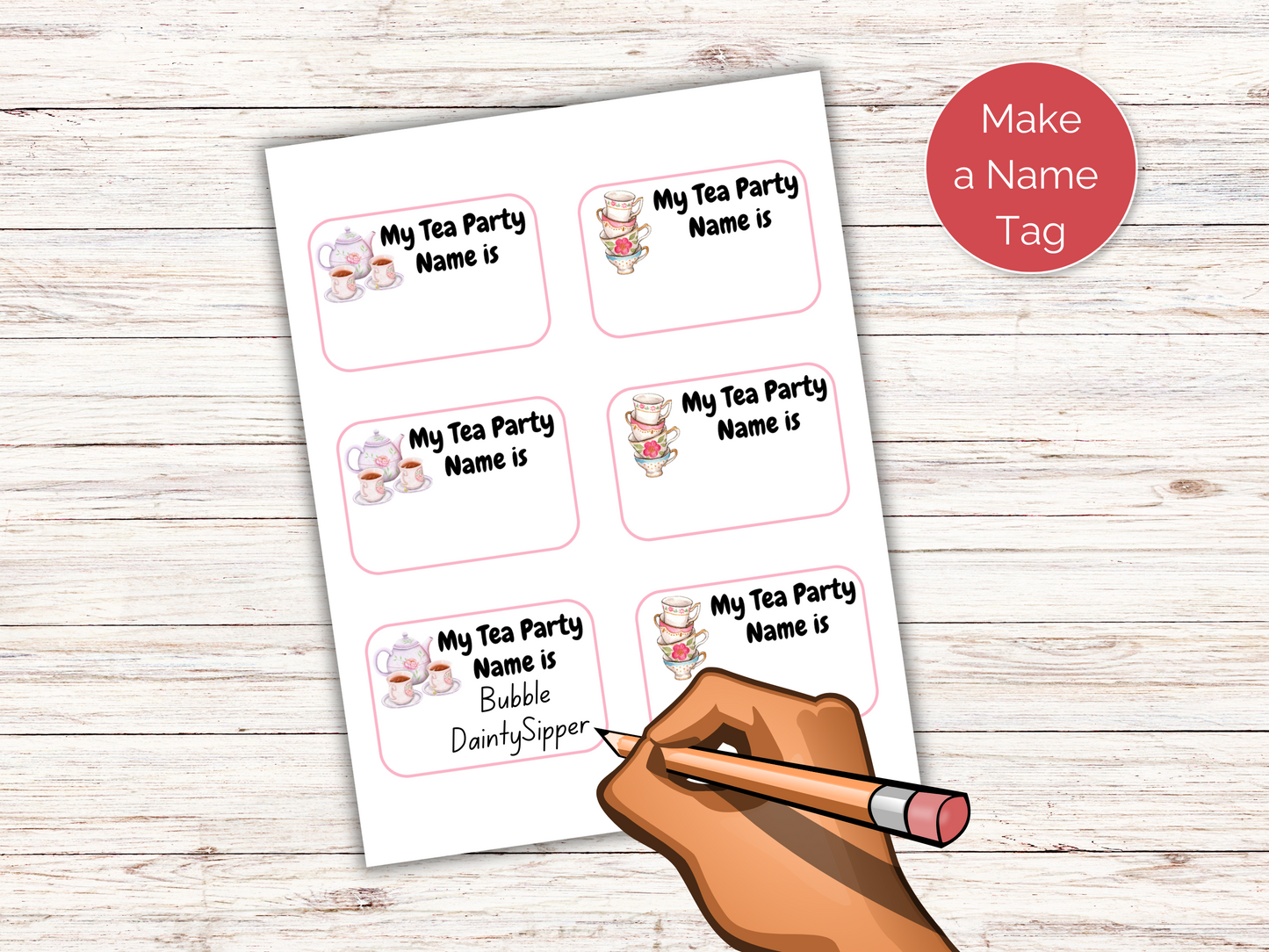 What's Your Tea Party Name Game + Name Tags