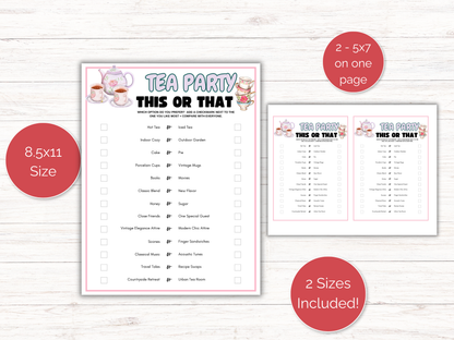 Tea Party This or That Game