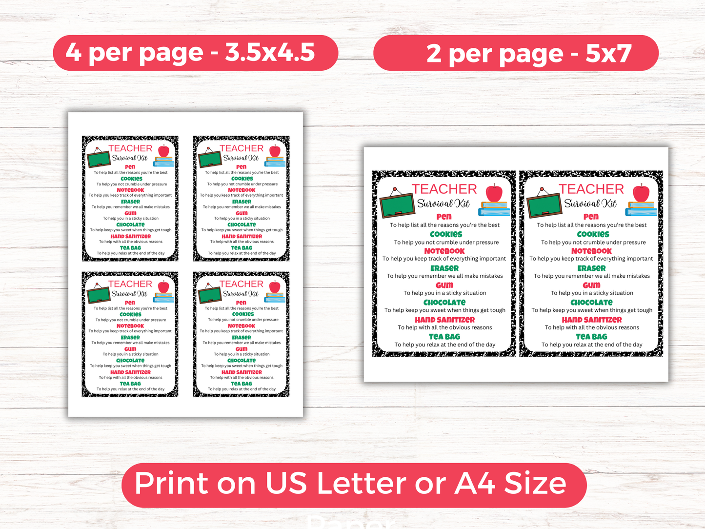 Editable Teacher Survival Kit Gift Tags