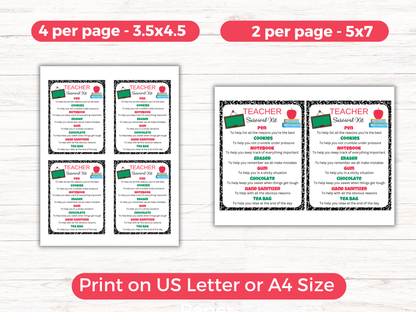 Editable Teacher Survival Kit Gift Tags