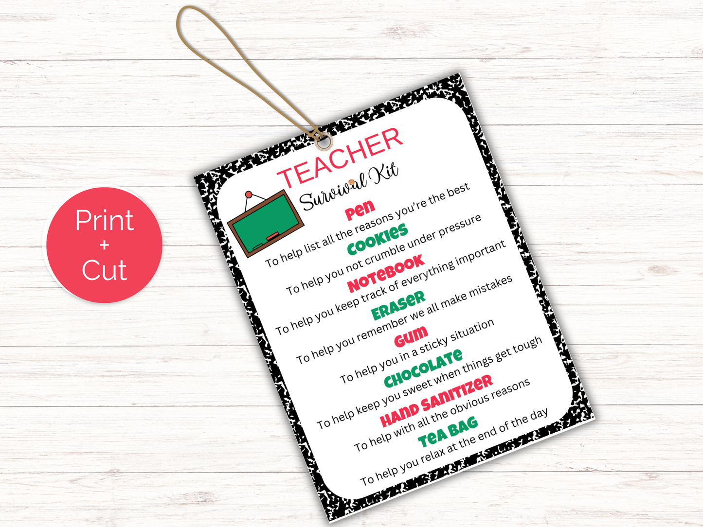 Editable Teacher Survival Kit Gift Tags