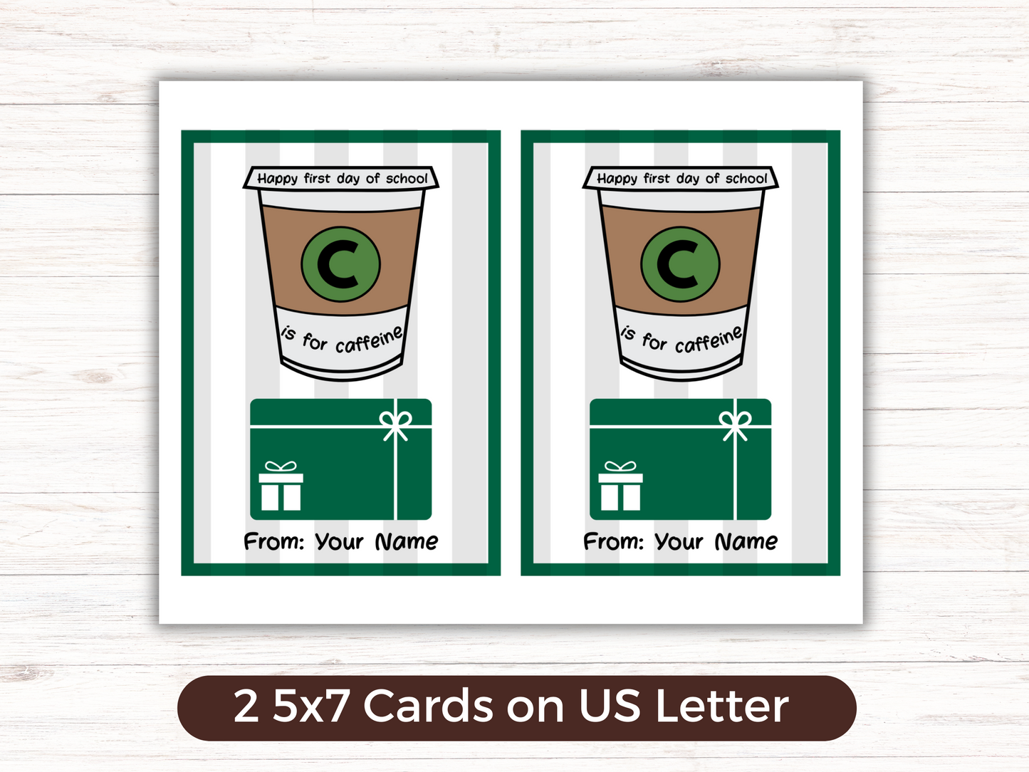 EDITABLE Teacher Coffee Day Gift Card Holder