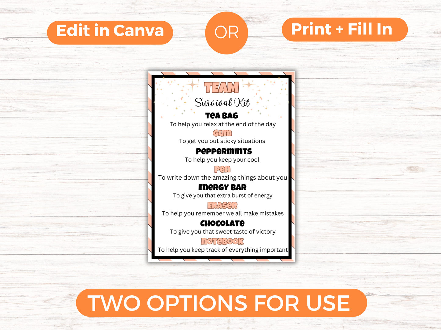 Editable Team Survival Kit Gift Tags