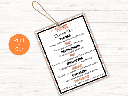 Editable Team Survival Kit Gift Tags