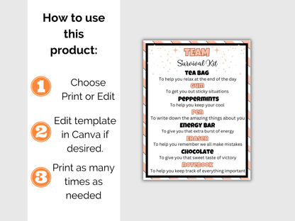 Editable Team Survival Kit Gift Tags