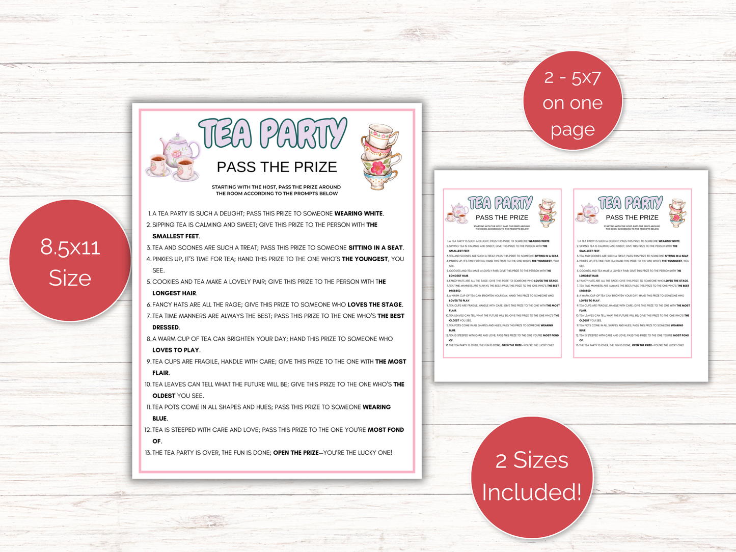 Tea Party Pass The Prize