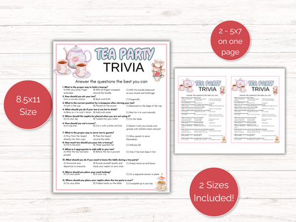 Tea Party Trivia Game