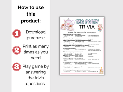 Tea Party Trivia Game
