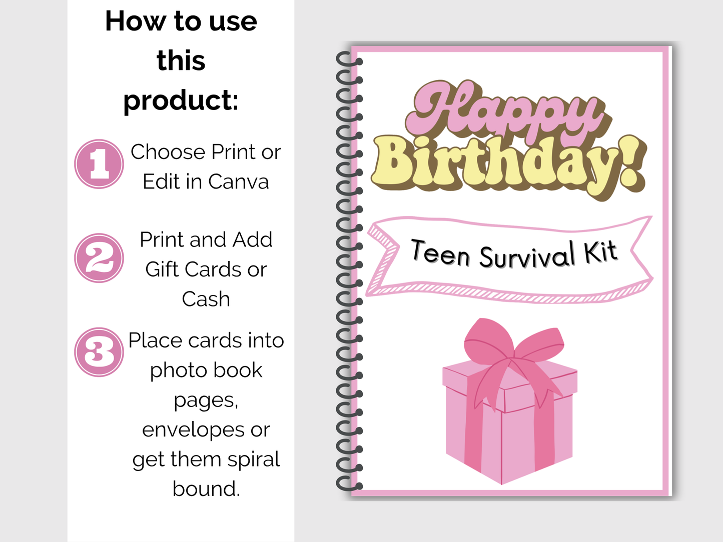 Teen Birthday Gift Card Book Editable + Printable