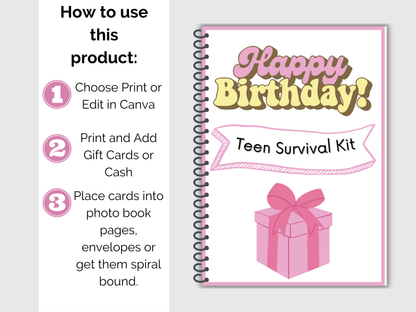 Teen Birthday Gift Card Book Editable + Printable