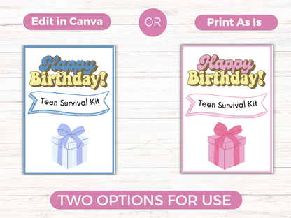 Teen Birthday Gift Card Book Editable + Printable