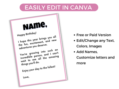 Teen Birthday Gift Card Book Editable + Printable