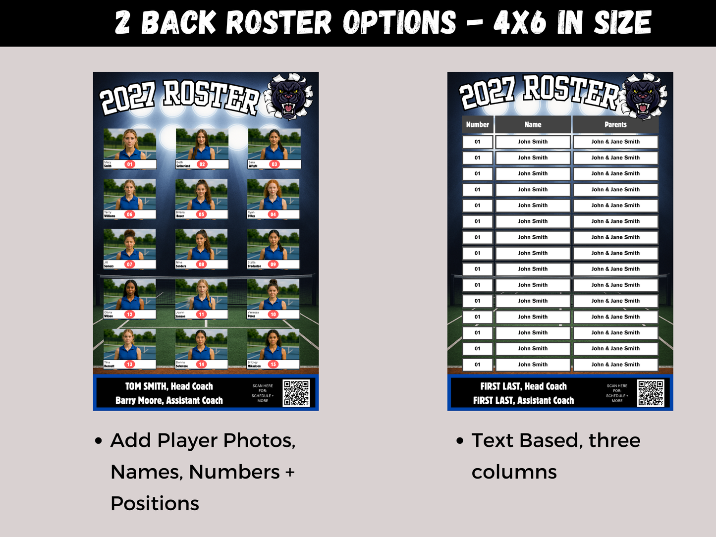 Tennis Team Roster Lanyard Template