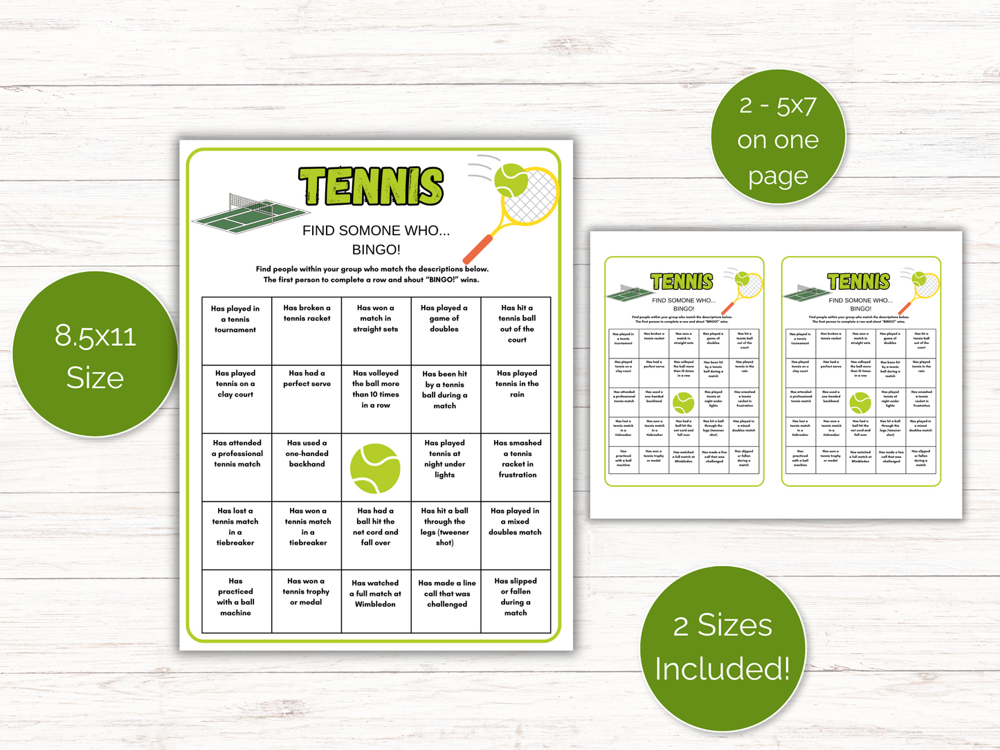 Tennis Find Someone Who