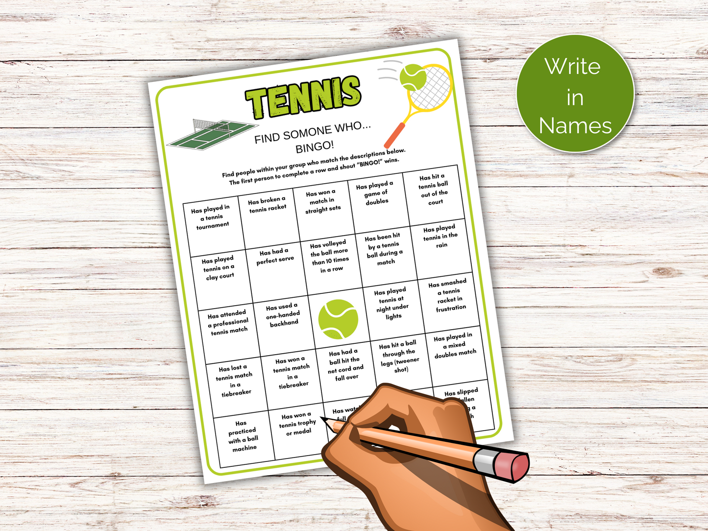 Tennis Find Someone Who