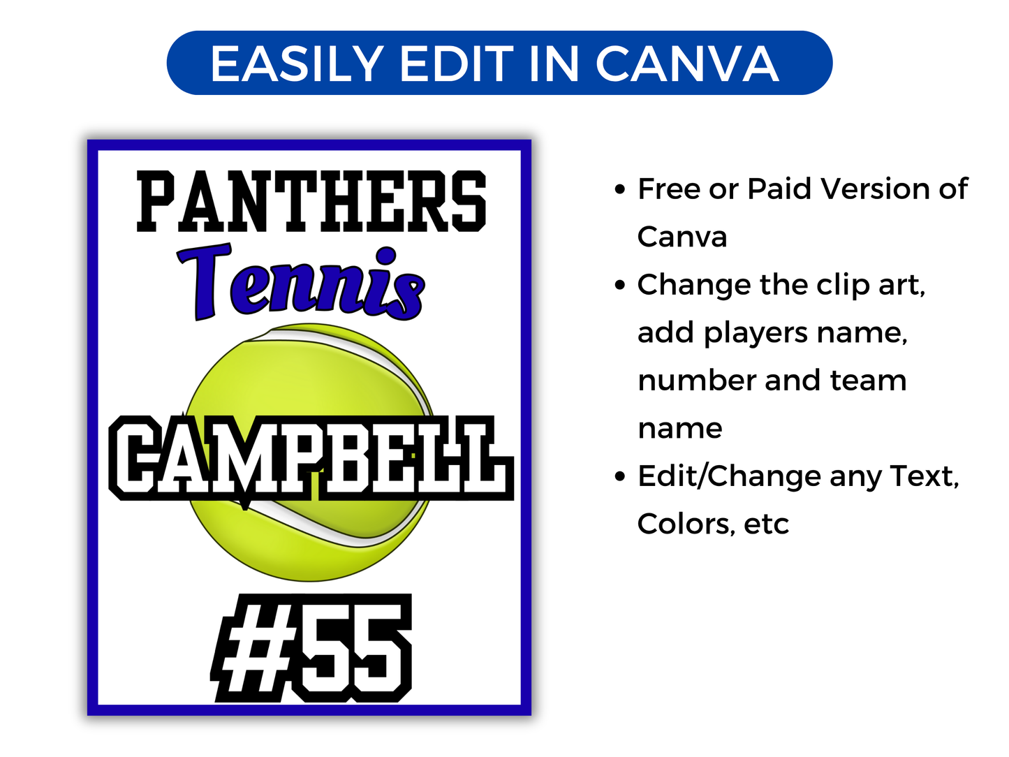 Editable Tennis Locker Sign Template