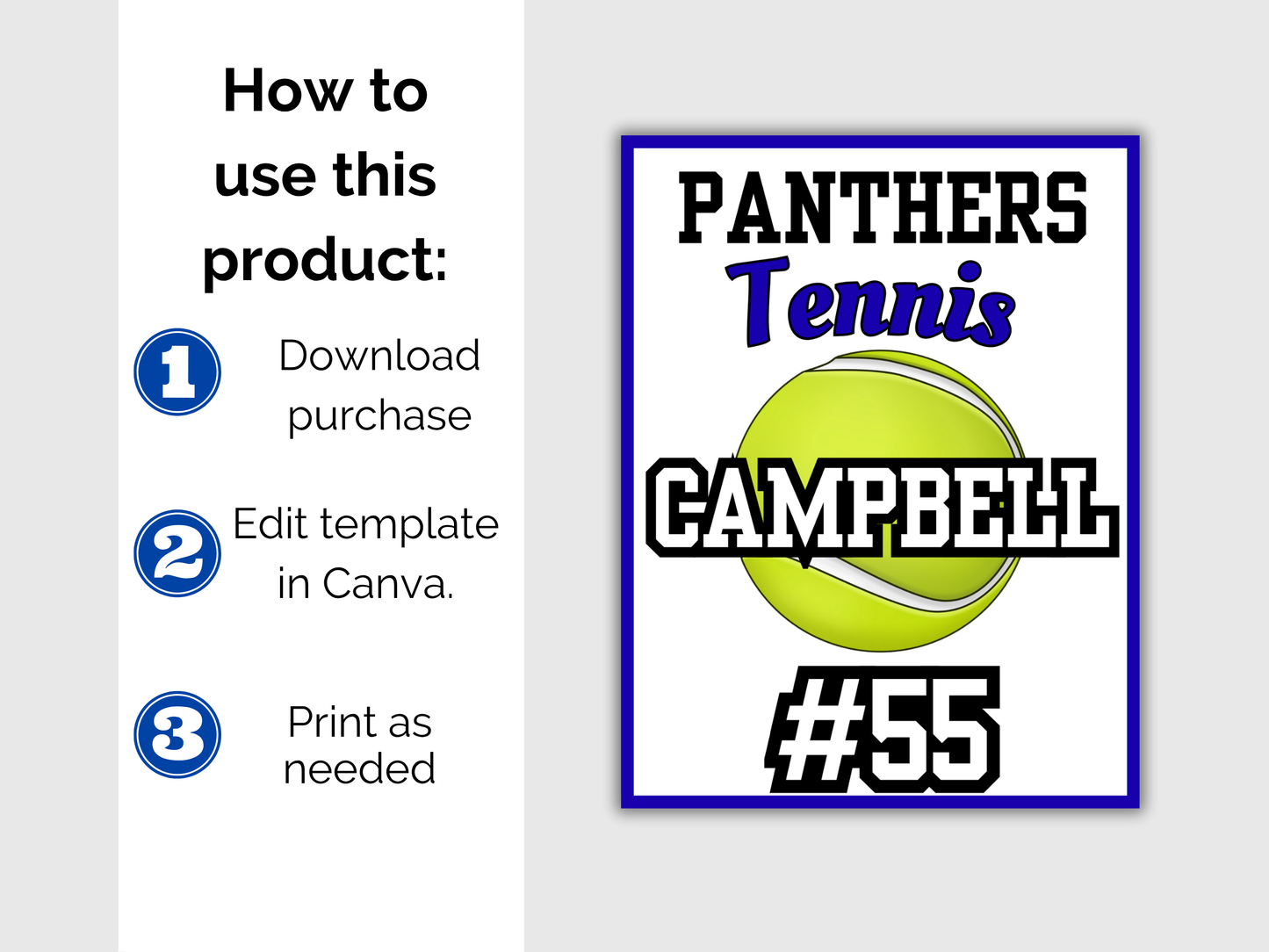 Editable Tennis Locker Sign Template