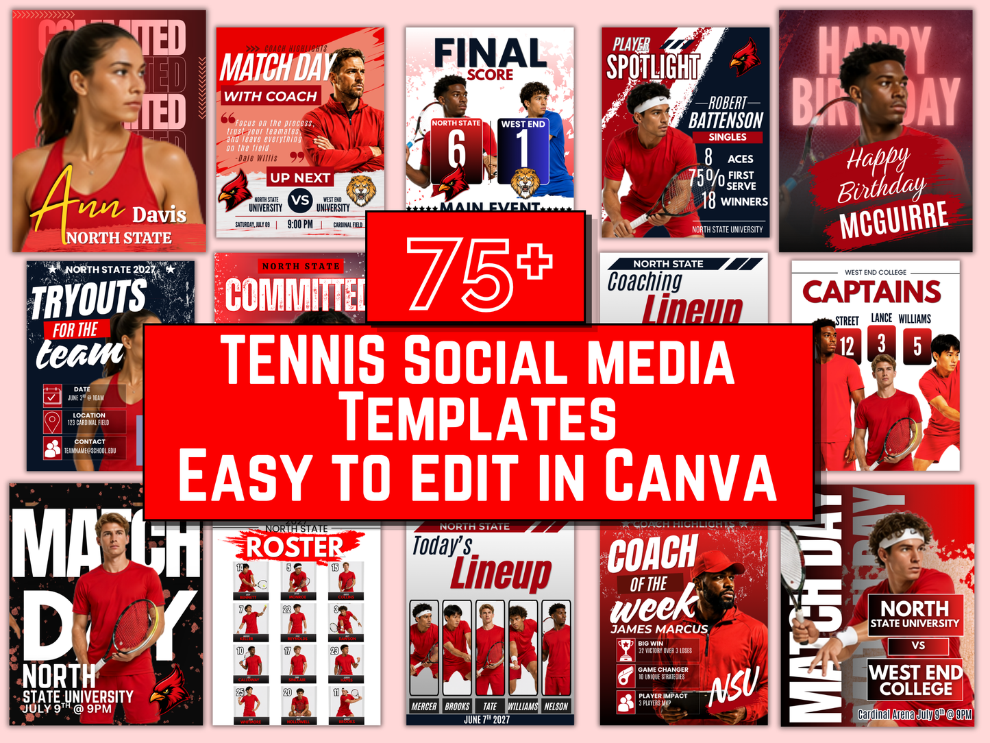 Tennis Social Media Templates Bundle